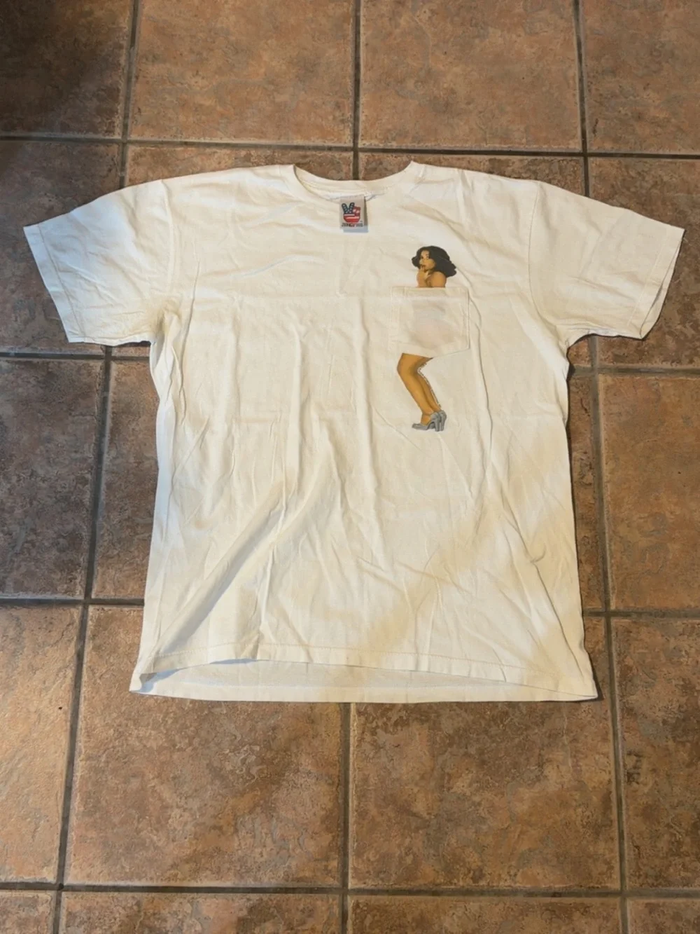 Sexy Women Plain White Cotton Crewneck Tee Sz Large